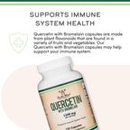 Authentic Double Wood Quercetin 1000mg and Bromelain 200mg capsules displayed for daily health regimen