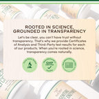 Natural appetite regulator and gut wellness formula bottle back view.