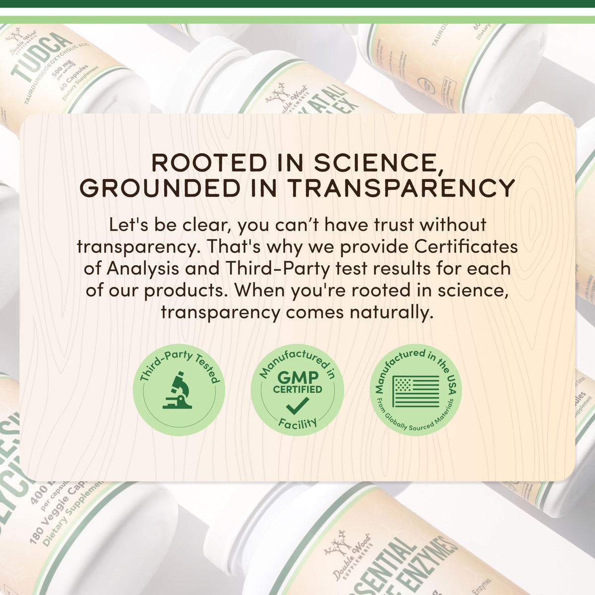 Natural appetite regulator and gut wellness formula bottle back view.