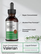 Side view of Horbäach super concentrated valerian root supplement bottle showing full ingredient list.