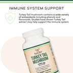 Authentic packaging of Double Wood Supplements Turkey Tail extract for immune defense and cellular protection