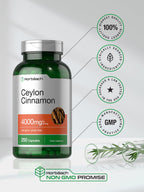 Horbäach Ceylon Cinnamon capsules non-GMO label side