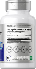 Horbaach Astaxanthin supplement nutrition facts and ingredient list label view