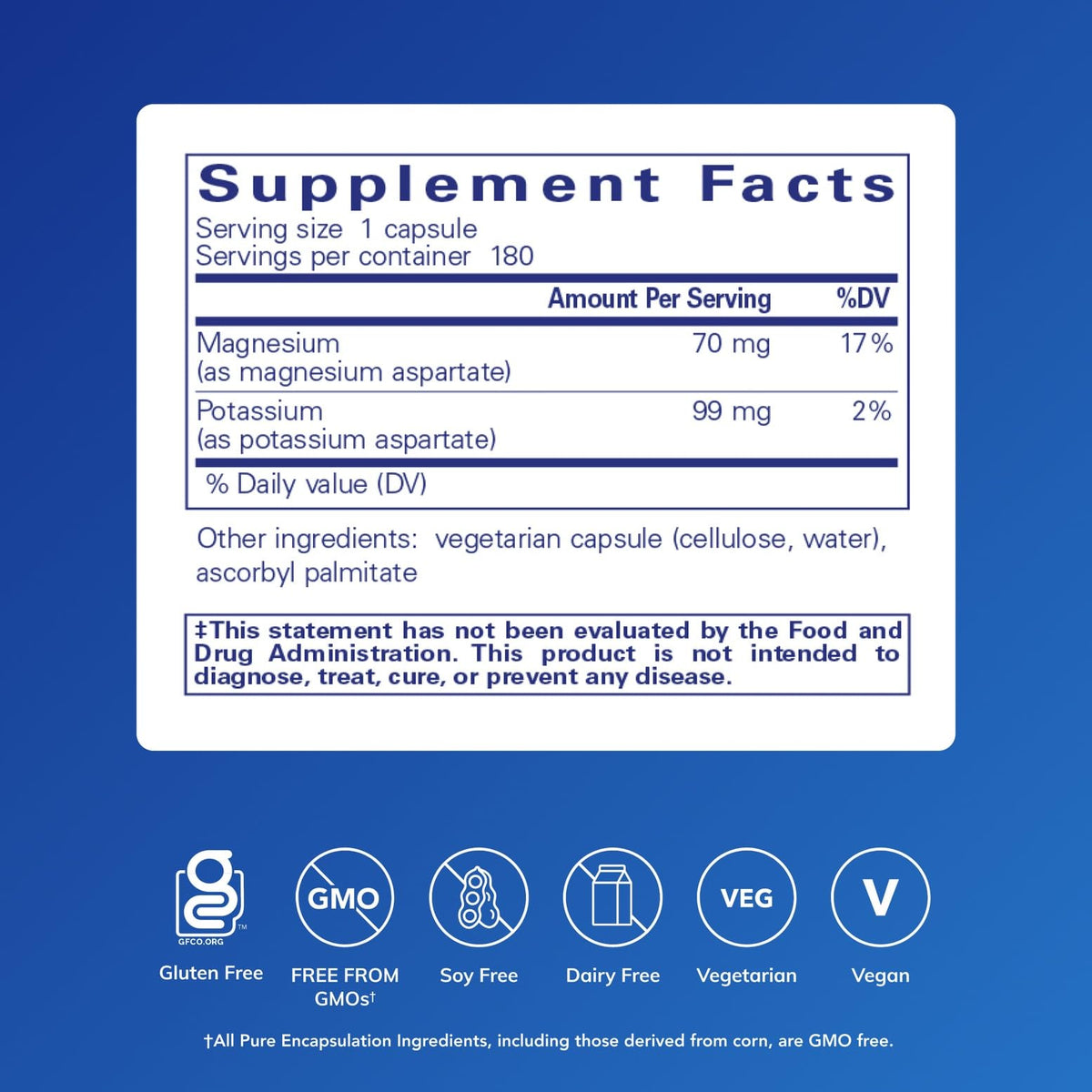 Pure Encapsulations Potassium Magnesium supplement label details