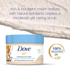 Close up of Dove body scrub texture on skin