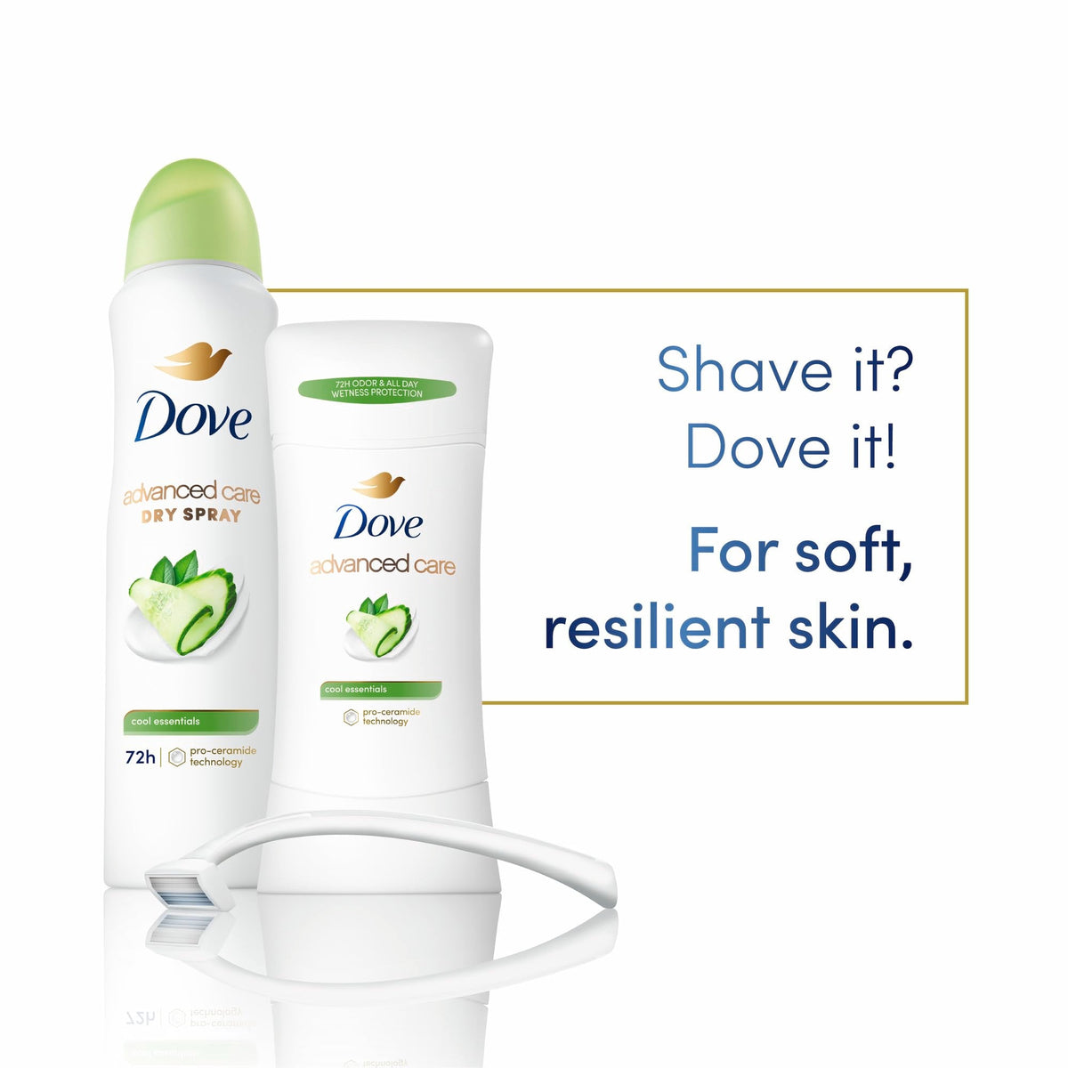 Close up of the 2.6 ounce Dove underarm skin barrier repair deodorant stick application mechanism.