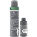 Close-up of the spray nozzle on the Dove Men Care Extra Fresh deodorant can demonstrating the dry spray applicator
