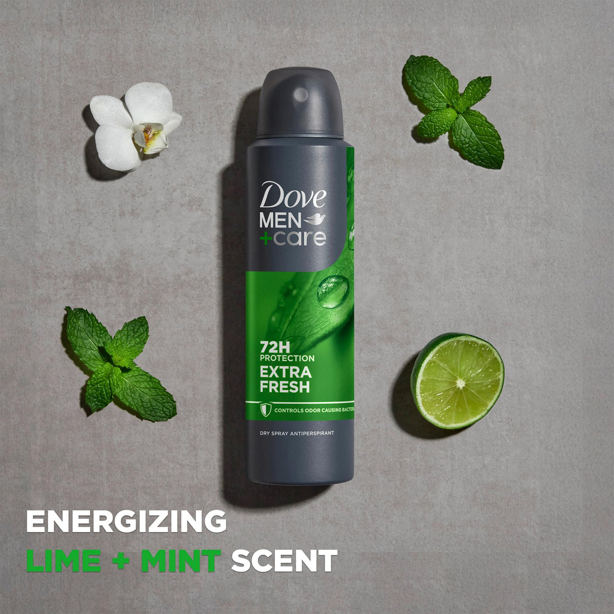 Full display of the three piece Dove Men Care Extra Fresh combo set against a clean white background