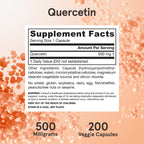Jarrow Formulas Quercetin capsules displayed next to its original amber glass bottle container packaging
