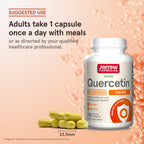 Nutritional facts panel on Jarrow Formulas Quercetin 500 Milligrams bottle indicating daily serving size guidance