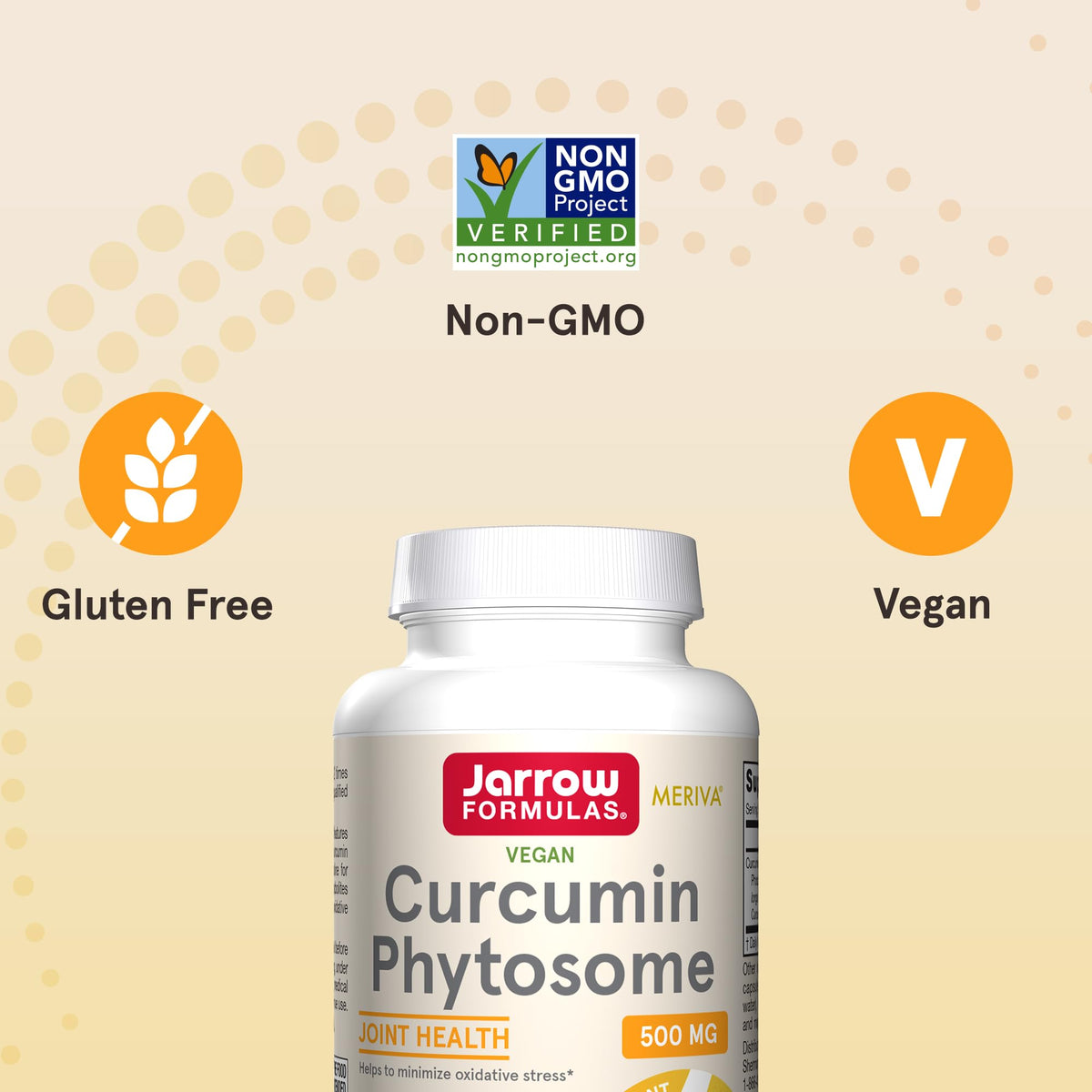 Jarrow Formulas Curcumin Phytosome Meriva 120 count bottle nutritional facts label