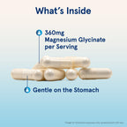 Jarrow Formulas Magnesium Glycinate 360mg supplement facts label with ingredient dosage
