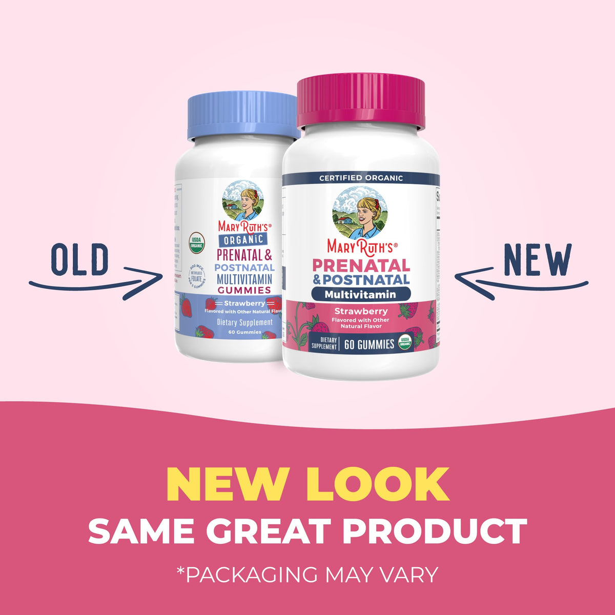 Group of MaryRuth Organics vegan prenatal gummies on a surface
