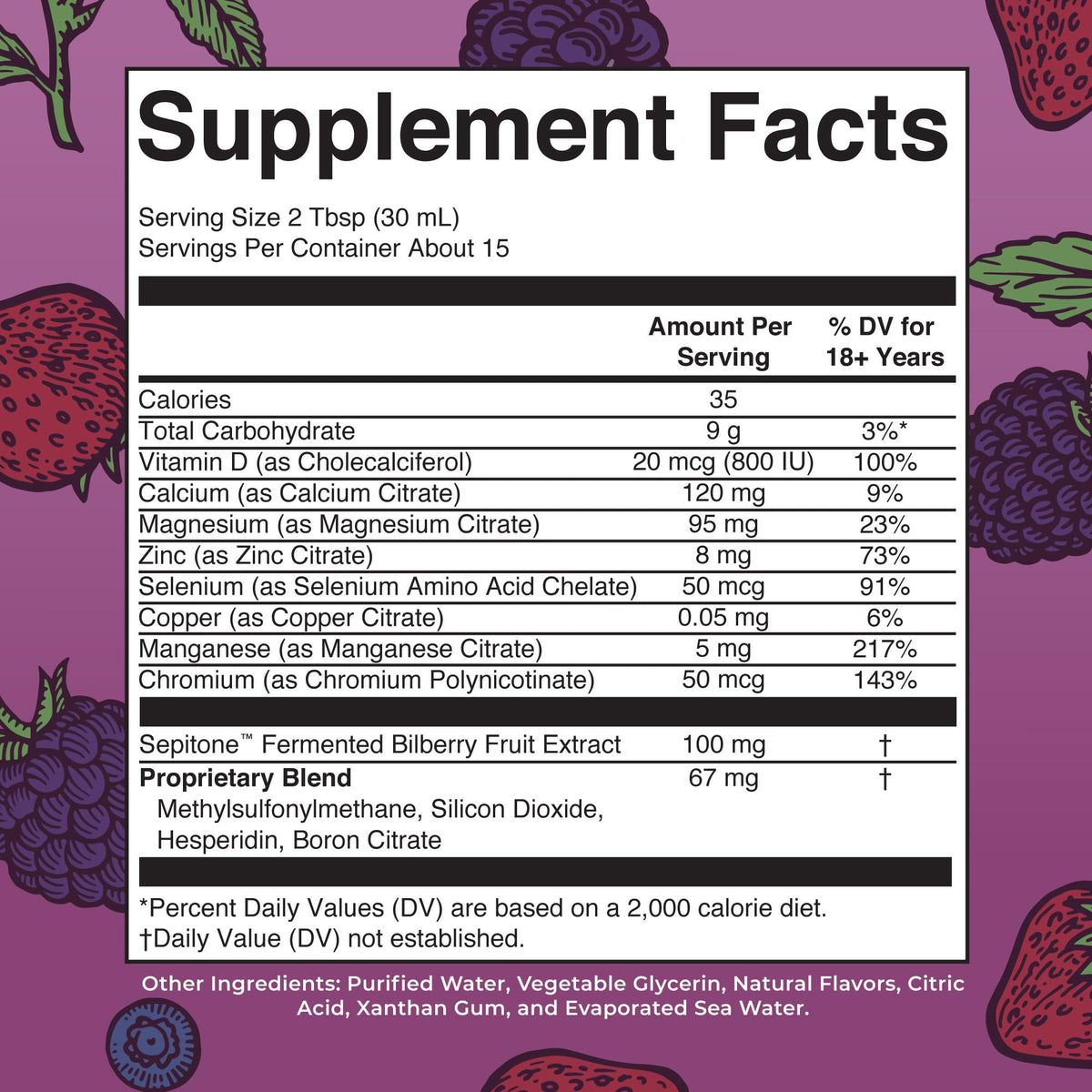MaryRuth Nighttime Skin Renew Berry Dream flavor supplement facts label