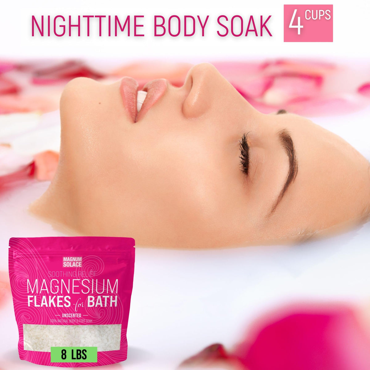 Natural magnesium flakes for foot and body soak