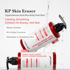 Medicube body peeling shot serum being applied to rough skin texture.