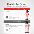 Hypochlorous acid body peel shot by Medicube showing the texturized pump bottle design.