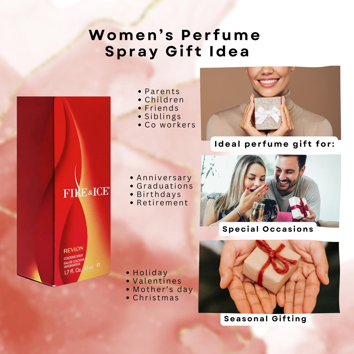 Travel size Revlon Fire and Ice women's cologne spray placed upright against a neutral background