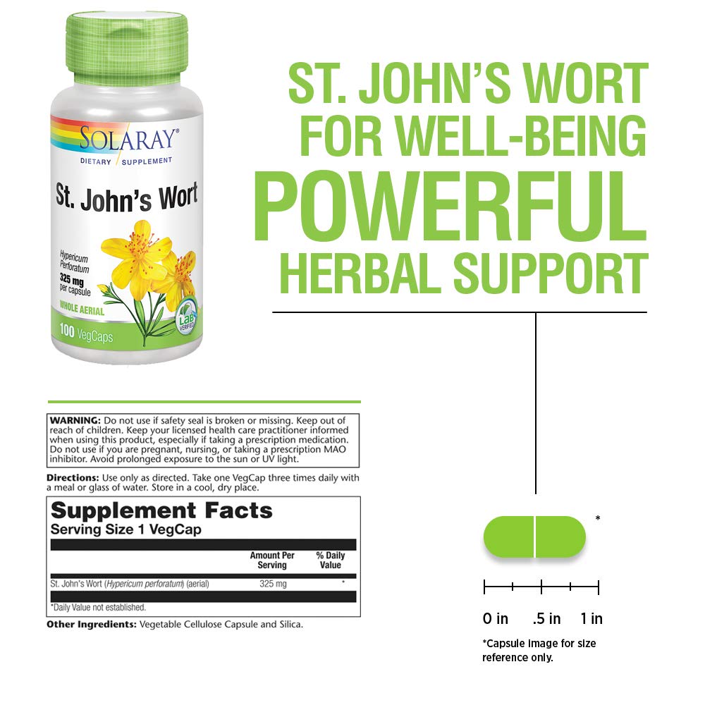 Solaray St Johns Wort mood support capsules supplement label