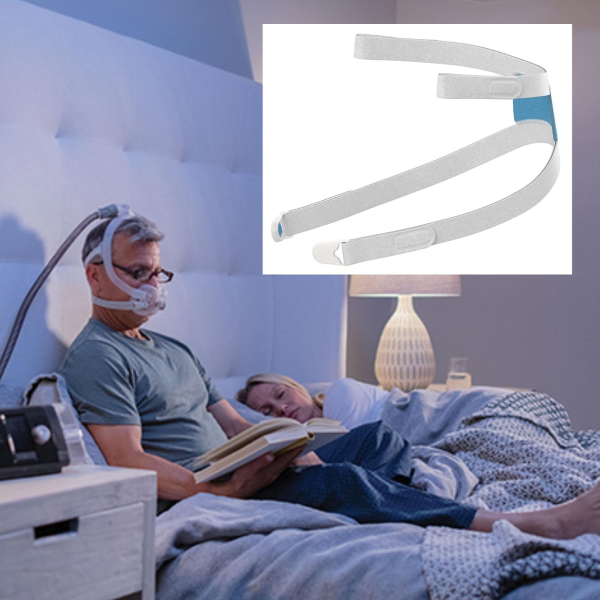 Hitispace AirFit F30i headgear showing magnetic clips attachment