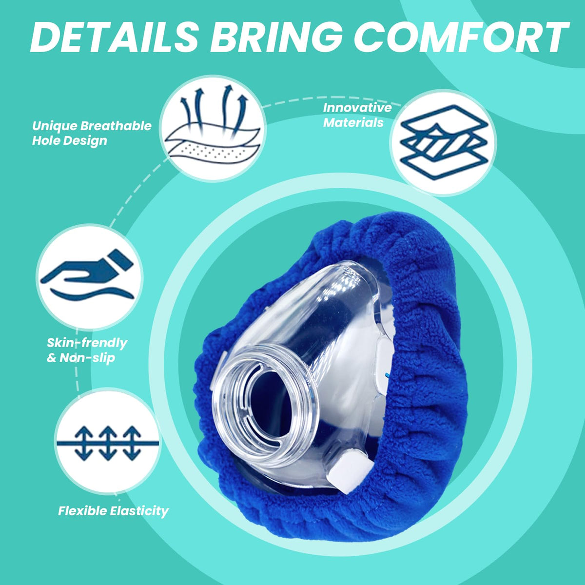 Four piece set of large CPAP mask cushion covers