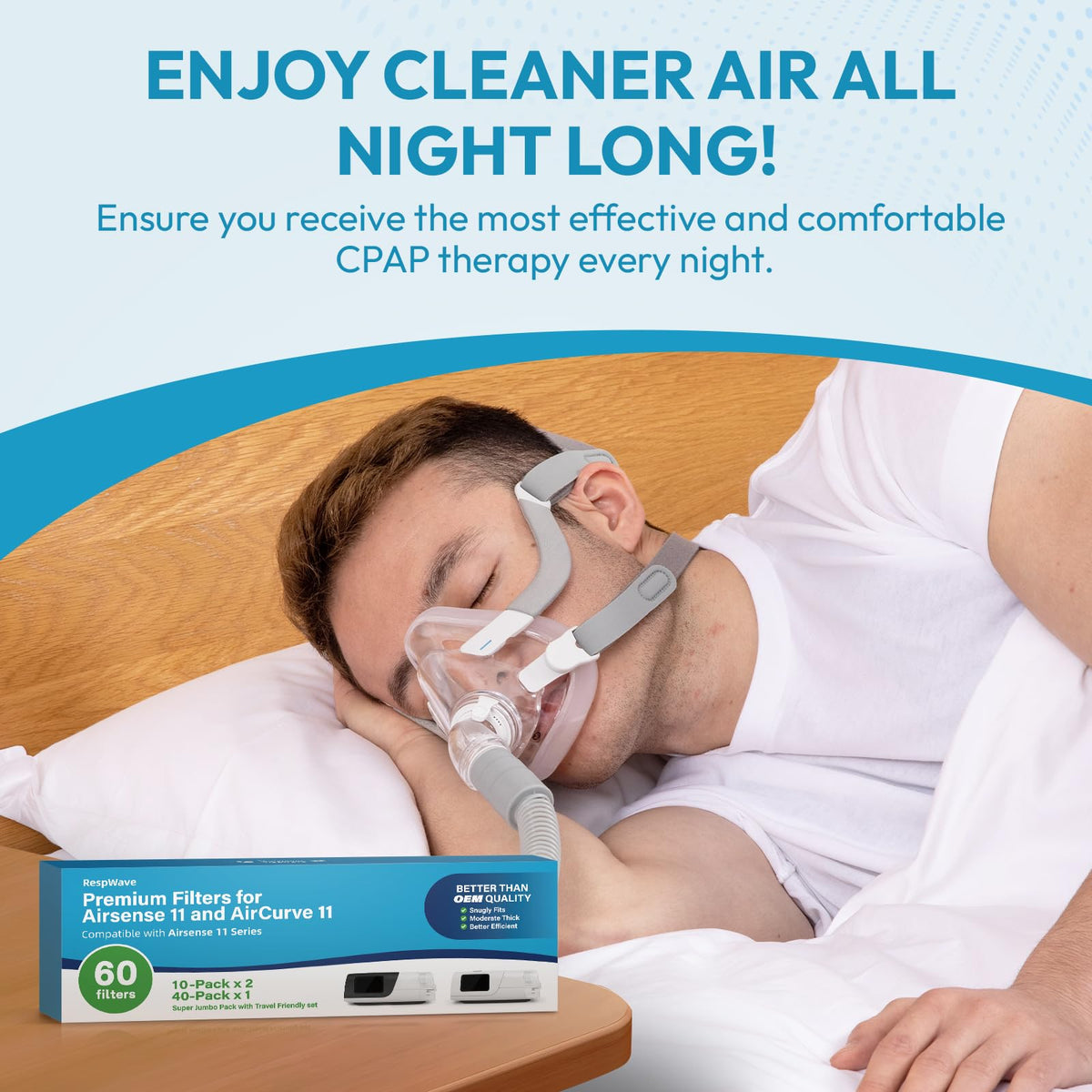 RespWave high filtration CPAP filter side profile