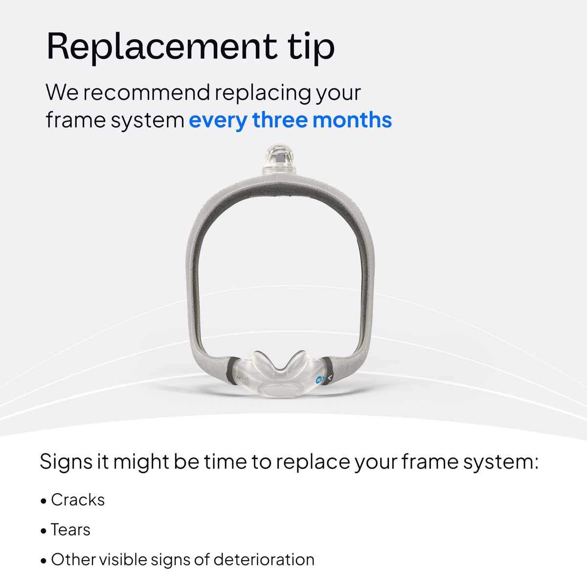 Resmed N30i frame system showing fabric wrap detail