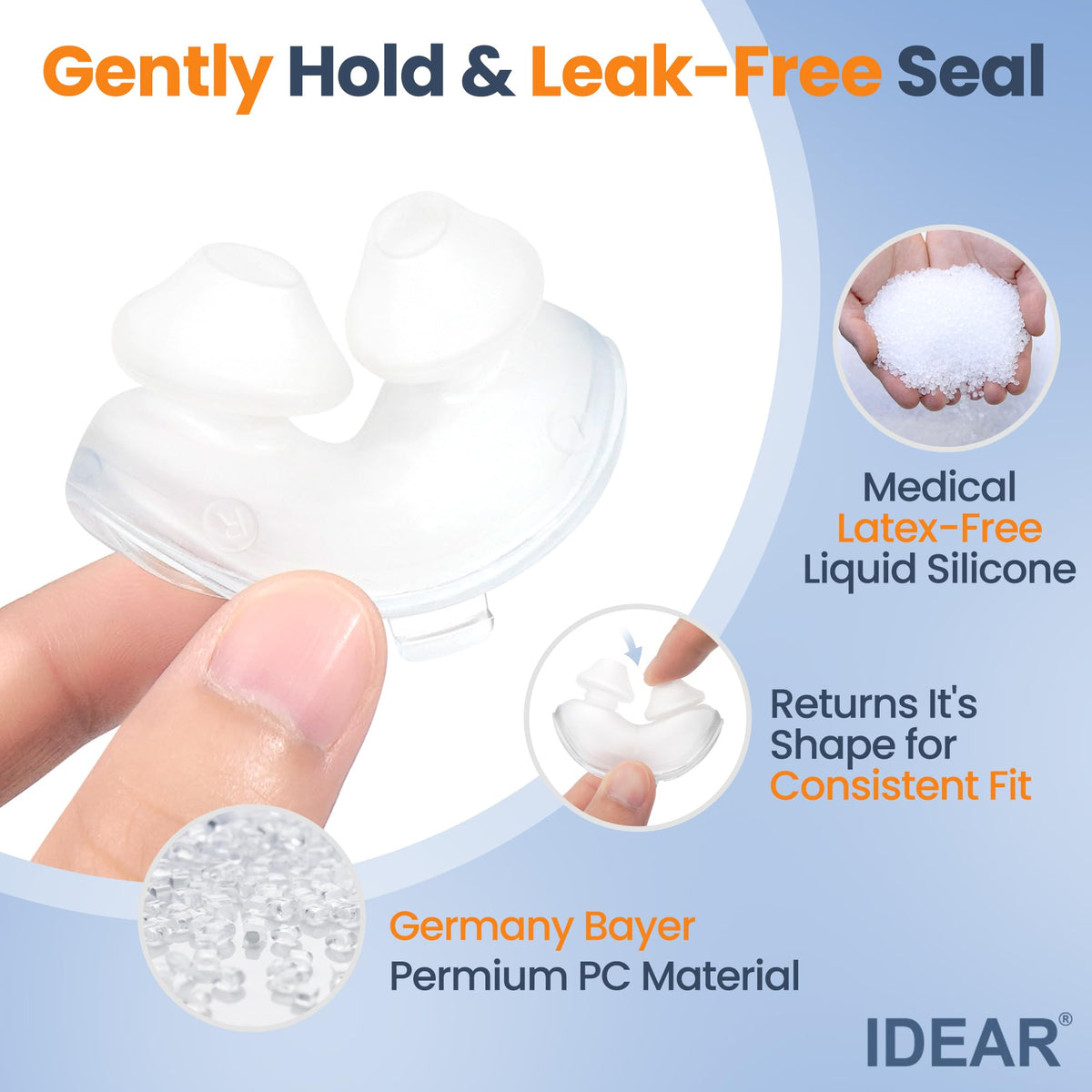 Side view of Idear P10 nasal pillow mask frame system