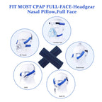 Set of eight blue fleece strap covers for sleep equipment