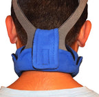 Side view of Aveen CPAP neck pad on headgear