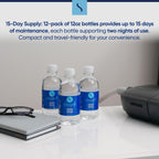Snugell distilled water bottles arranged for travel convenience