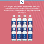 Snugell distilled water bottles next to a standard CPAP humidifier
