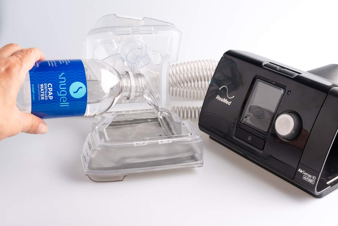 Lifestyle shot showing portability of Snugell water for CPAP users