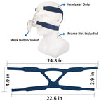 Blue CPAP ventilator headband showing 4-point adjustable straps