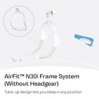 ResMed AirFit N30i elbow connector and frame assembly