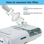 Close up of 22mm and 25mm compatible CPAP filter fitting