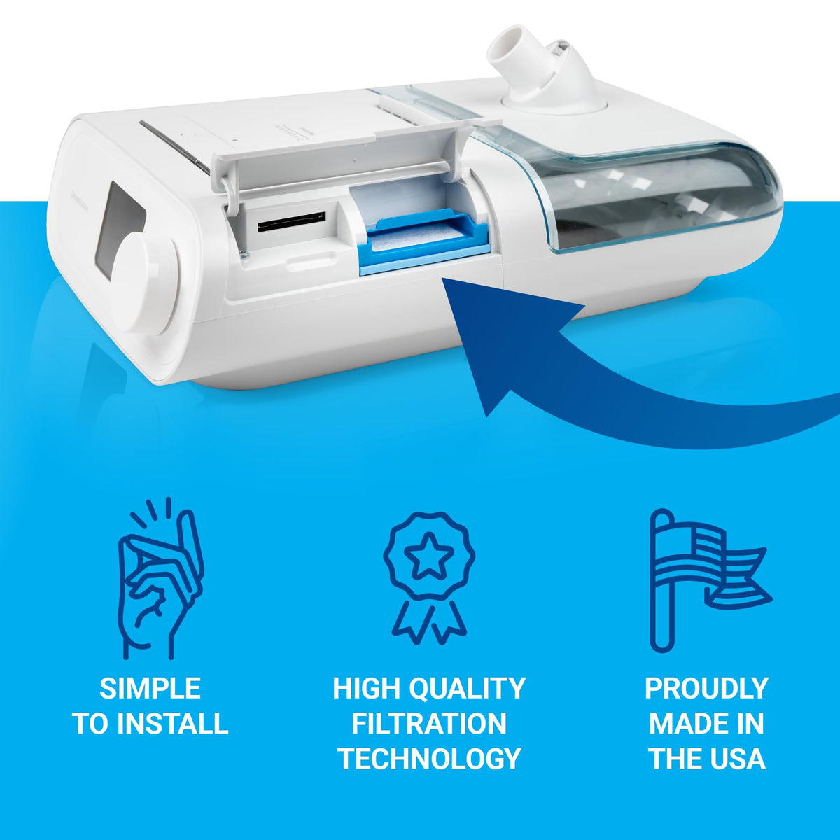 Close up of Nuwave disposable ultrafine CPAP filters