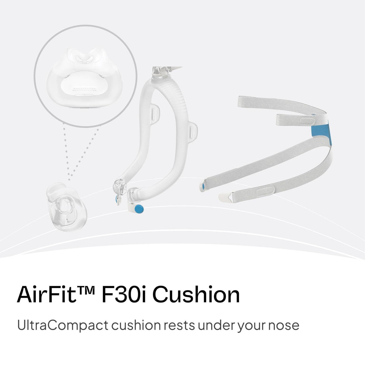 Side profile of ResMed AirFit F30i Medium replacement cushion