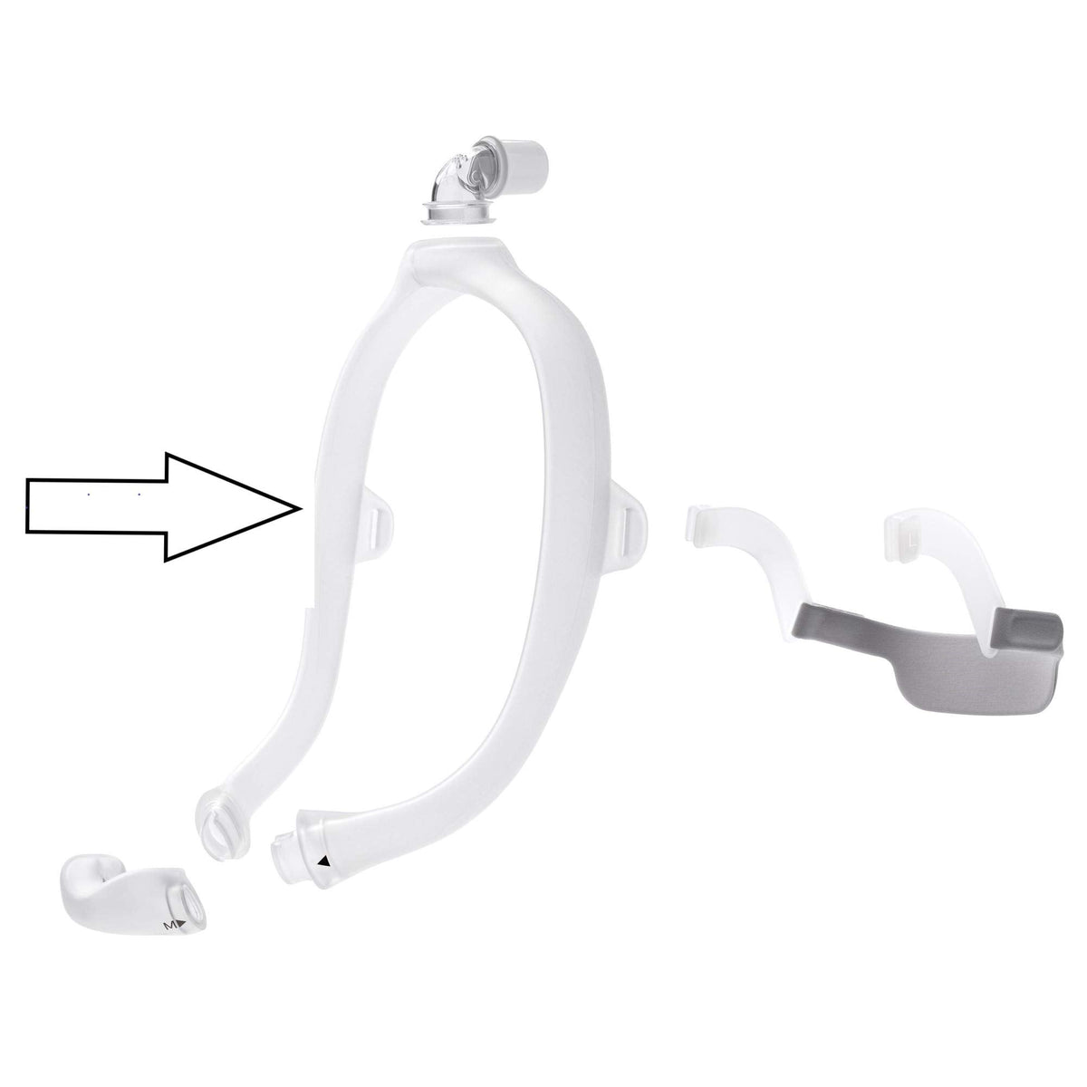 Close up of DreamWear mask frame tubing connection