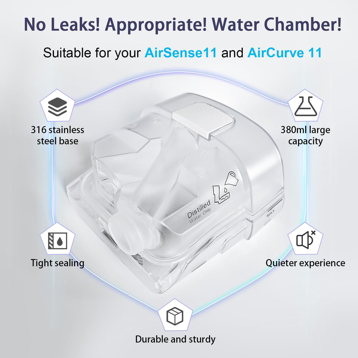 ResMed AirSense 11 replacement water tank with MAX fill line