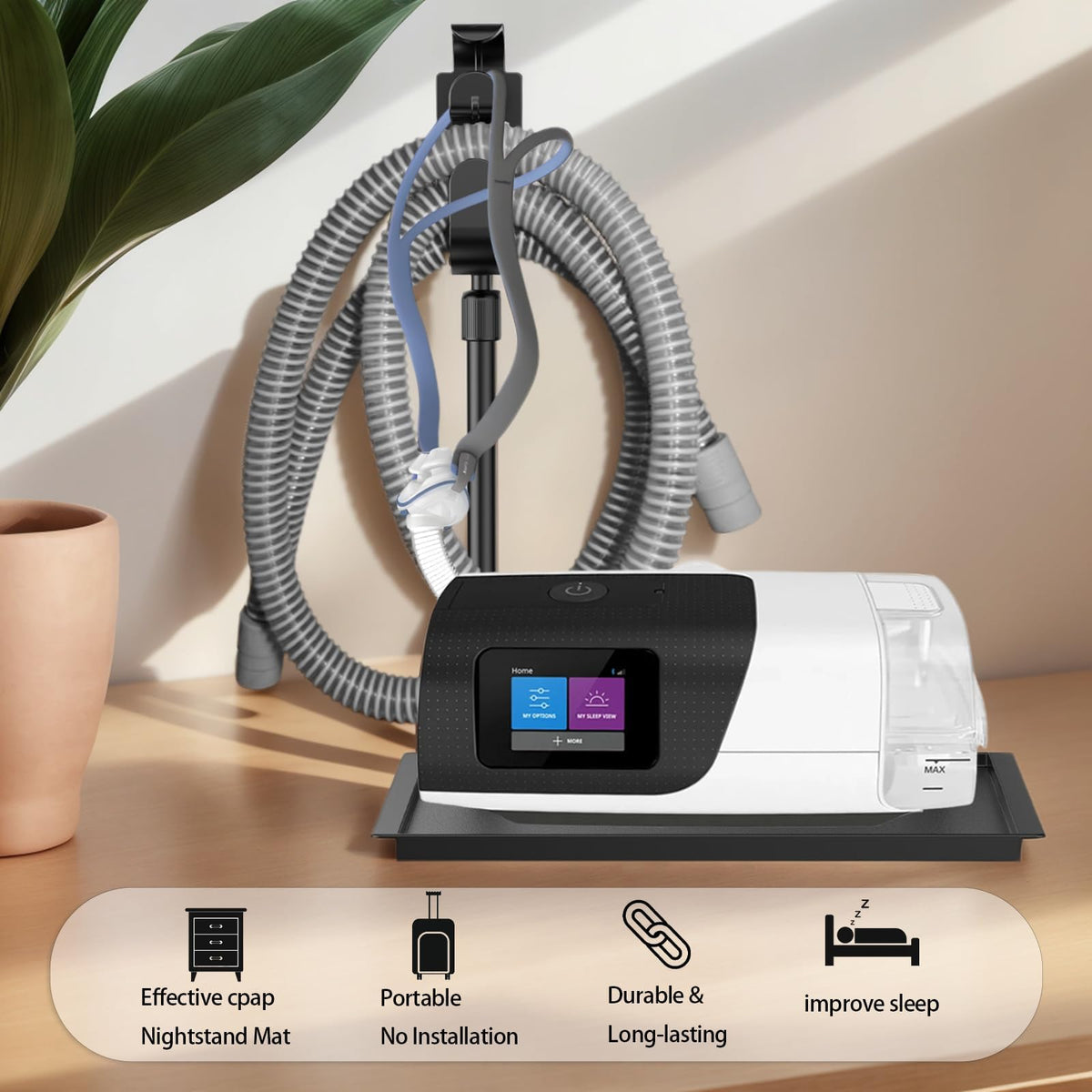 Close up view of Kaedley CPAP hose management tool