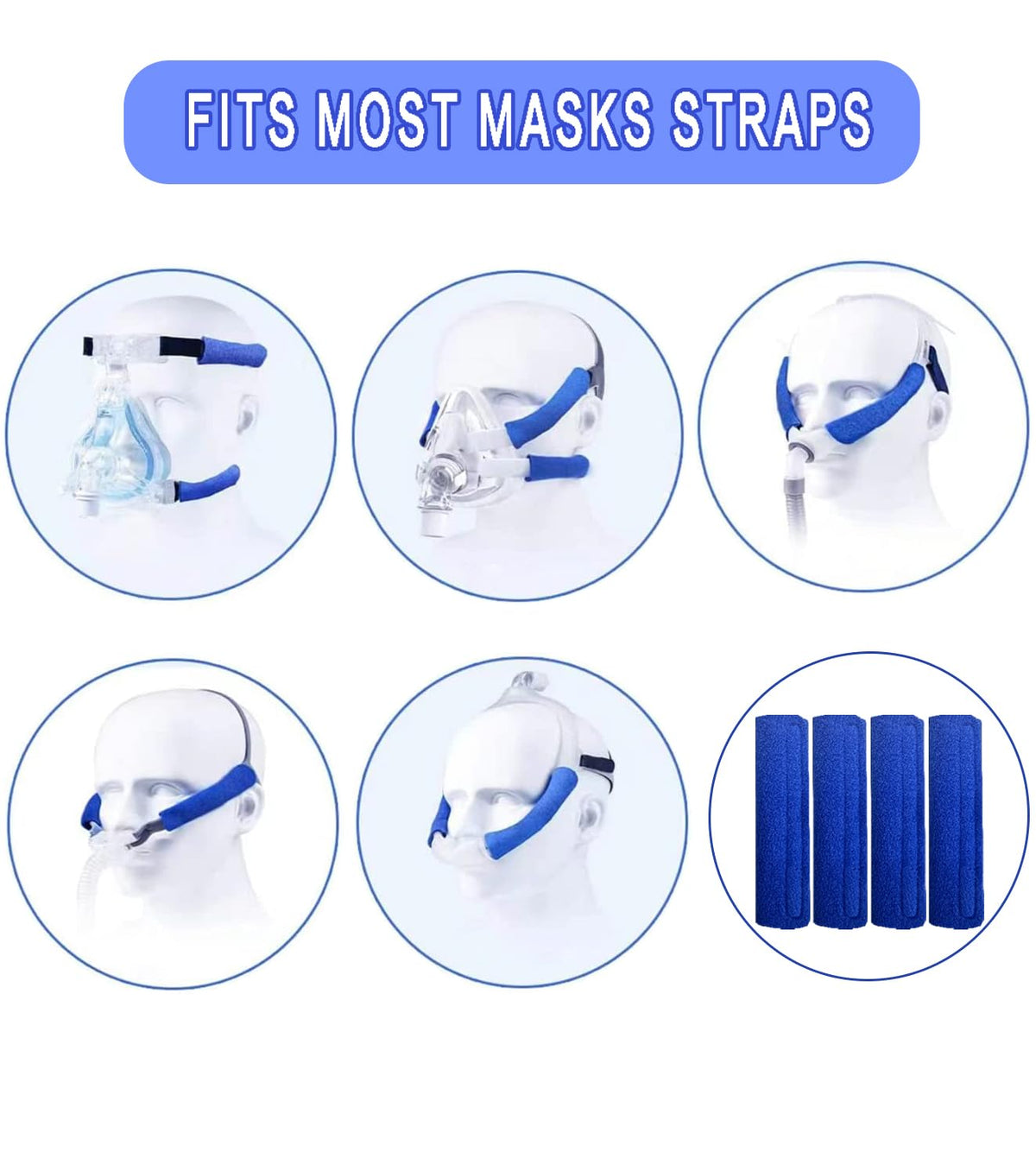 Universal hook and loop CPAP strap accessory set