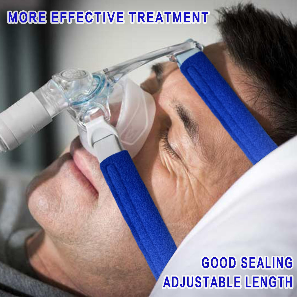 Side view of soft CPAP strap covers on mask