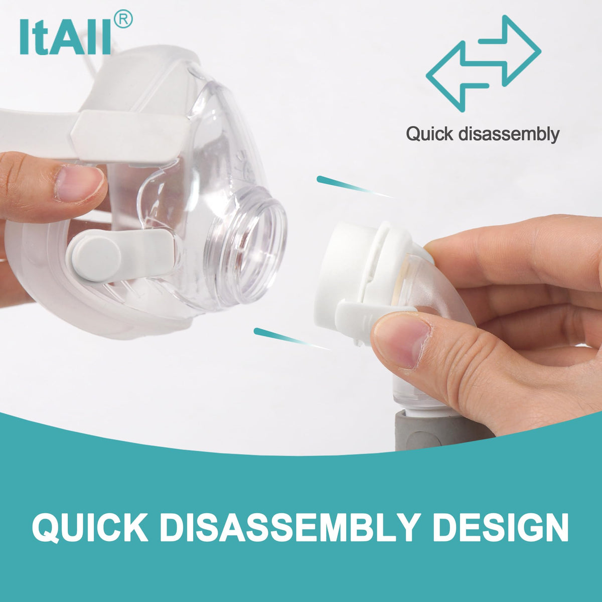 ItAll CPAP swivel elbow connector quick release mechanism detail