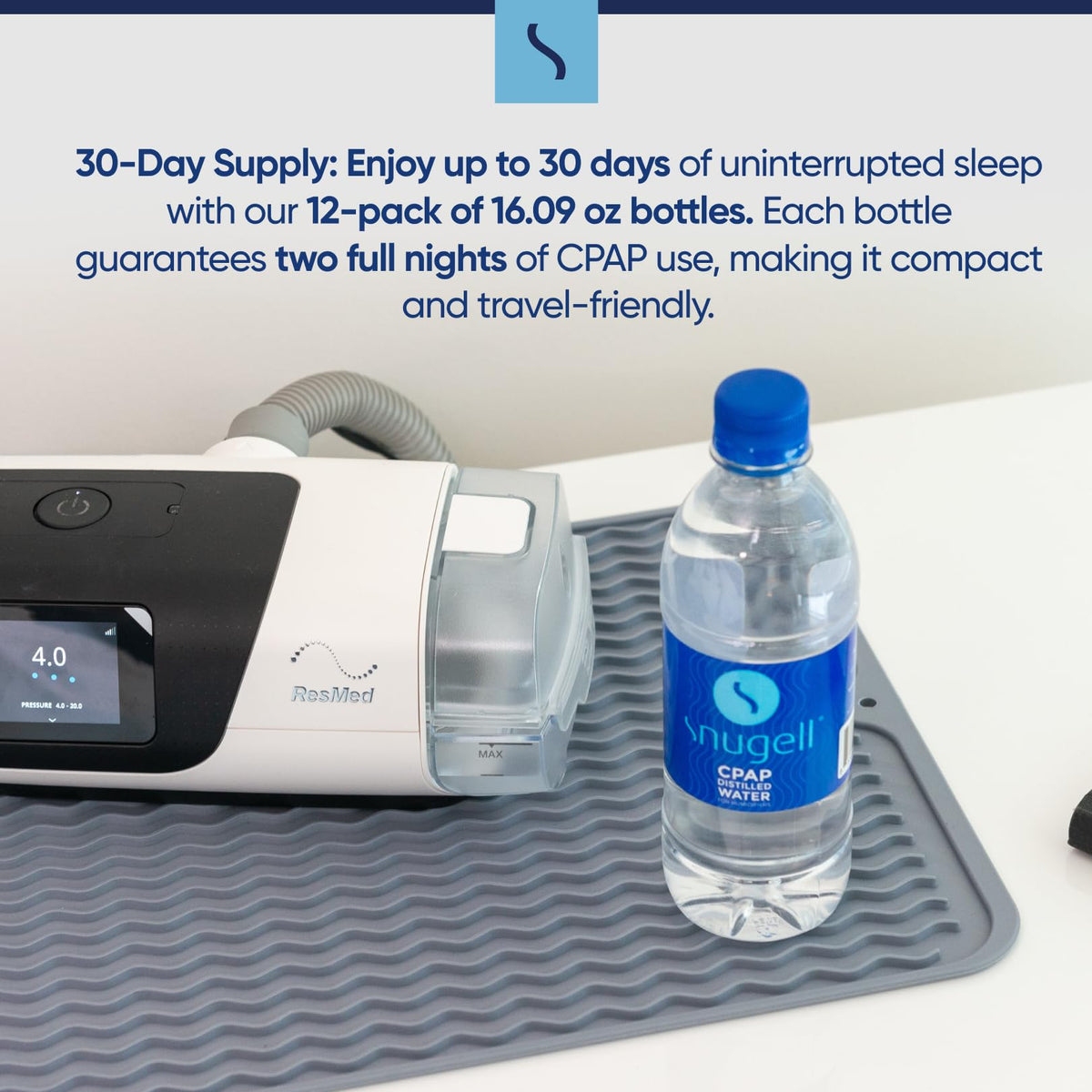 Snugell distilled water bottle with CPAP humidifier