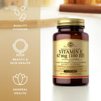 Gluten free Solgar Vitamin E softgels for cellular health defense