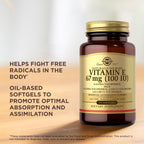 Premium gold label Solgar Vitamin E 100 softgels bottle packaging