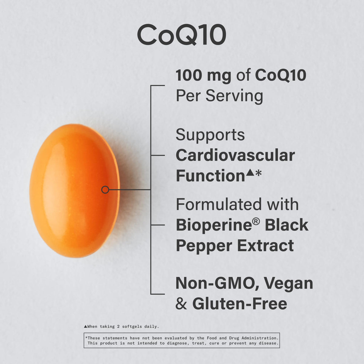 Sports Research coenzyme Q10 supplement supplement facts and premium ingredients label close up.