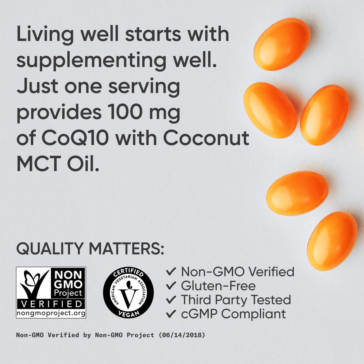 Sports Research CoQ10 with coconut MCT oil and BioPerine black pepper extract details for cardiovascular health.