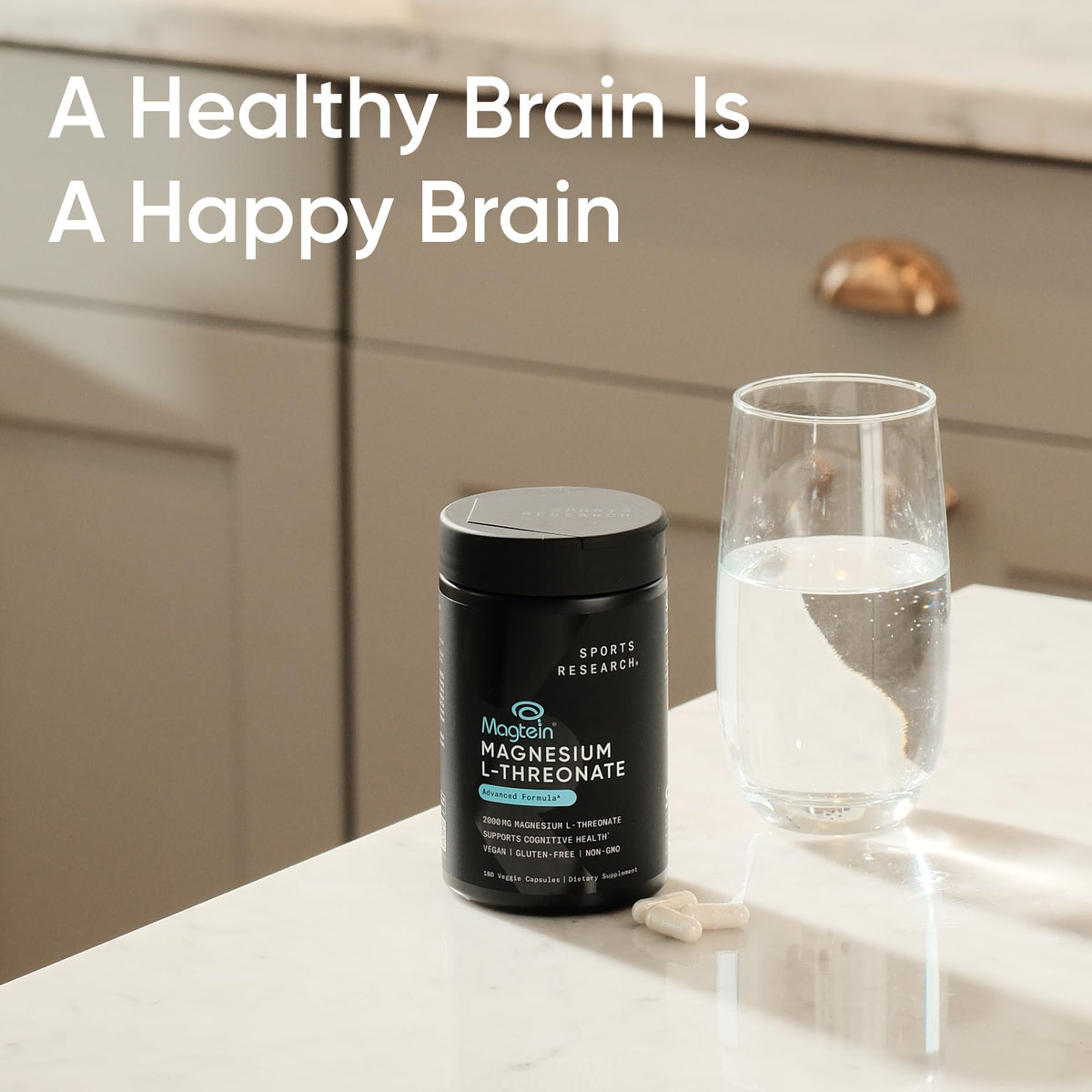 Premium packaging of Magtein formula showing blood brain barrier absorption benefits